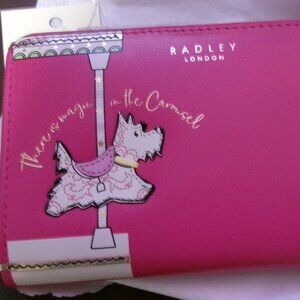 NWT Radley London Leather Raspberry Magic Carousel Medium Bifold